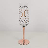 Widdop &amp- Co Luxury Champagne Prosecco flauta de cristal de oro rosa tallo 50 cumpleaños …